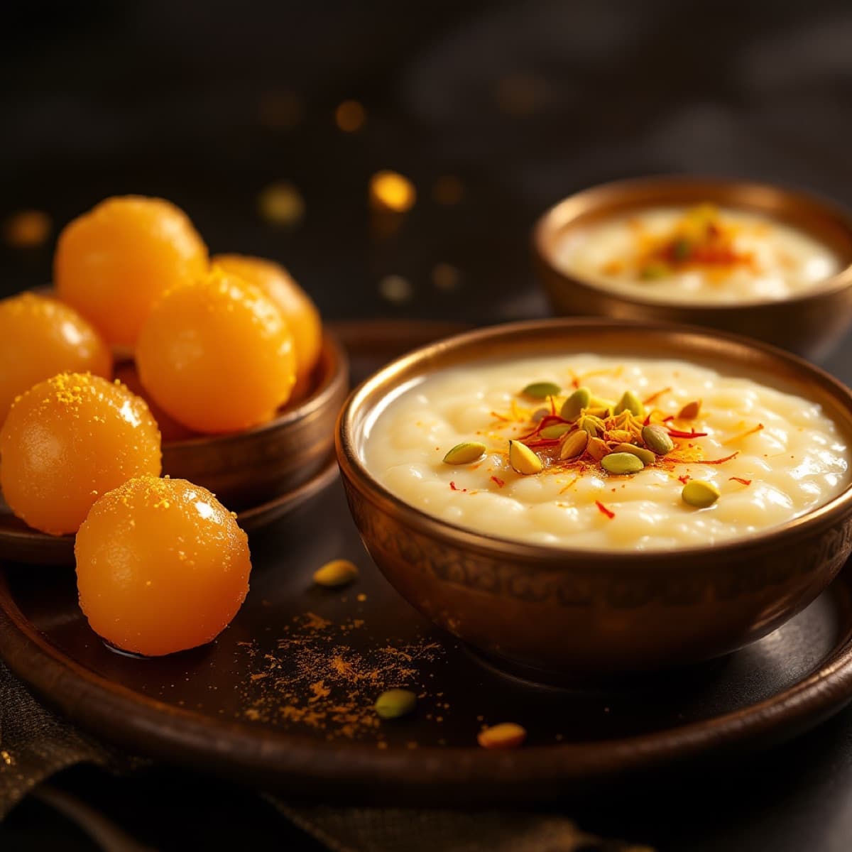 Gulab jamun and kheer with pistachio at Grilling Hut