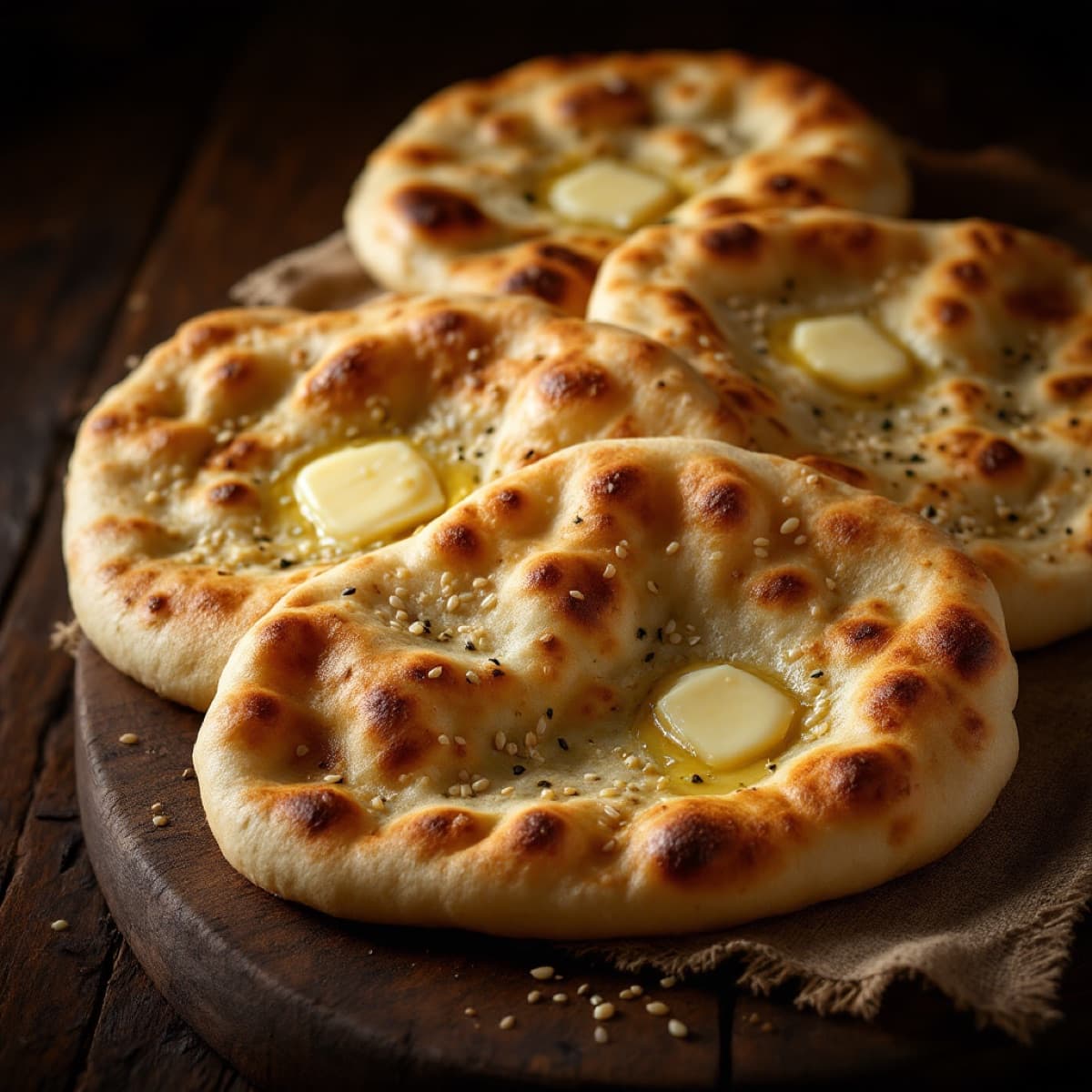 Blistered garlic naan fresh from the clay tandoor at Grilling Hut